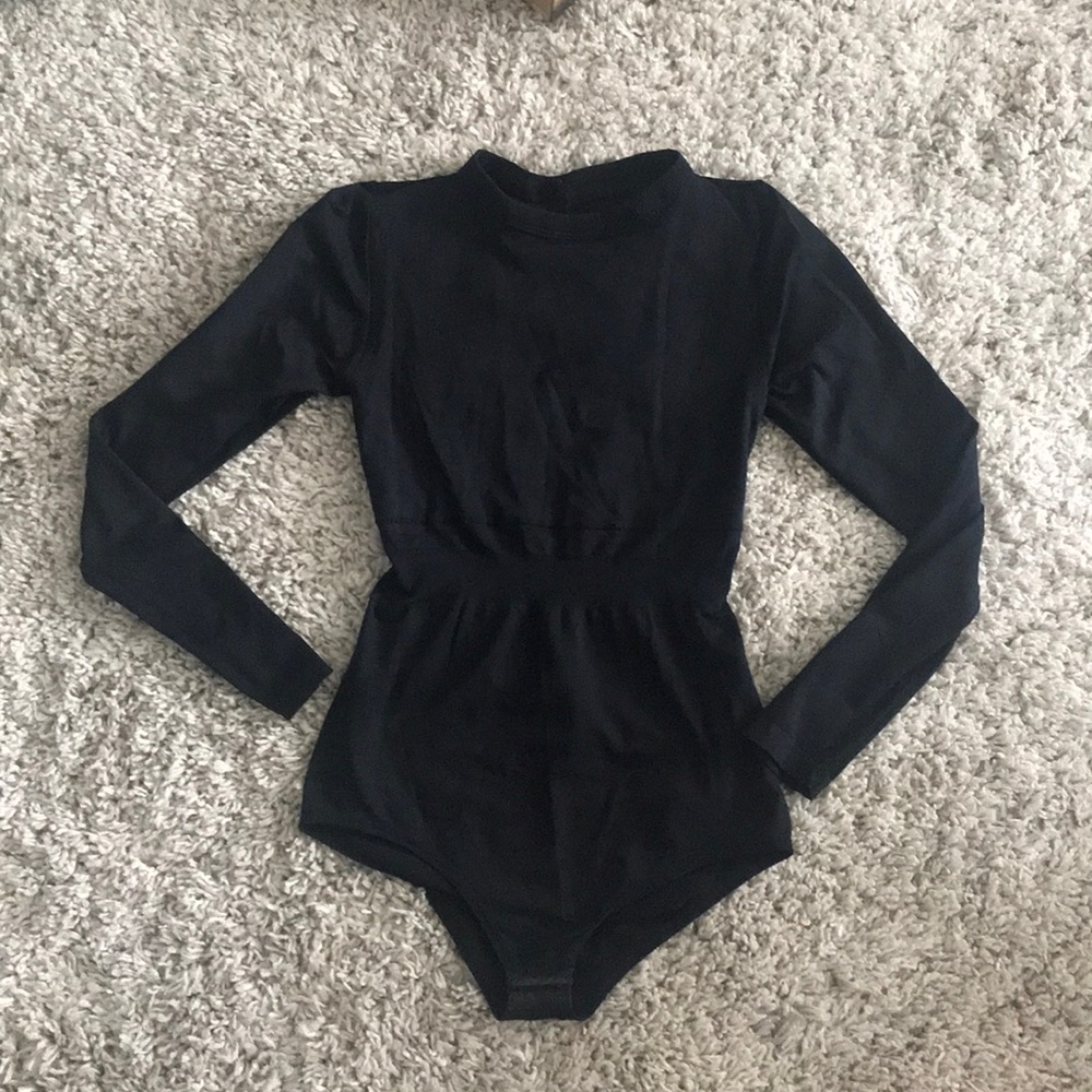 lycra under shirt /spandex body w/ open back